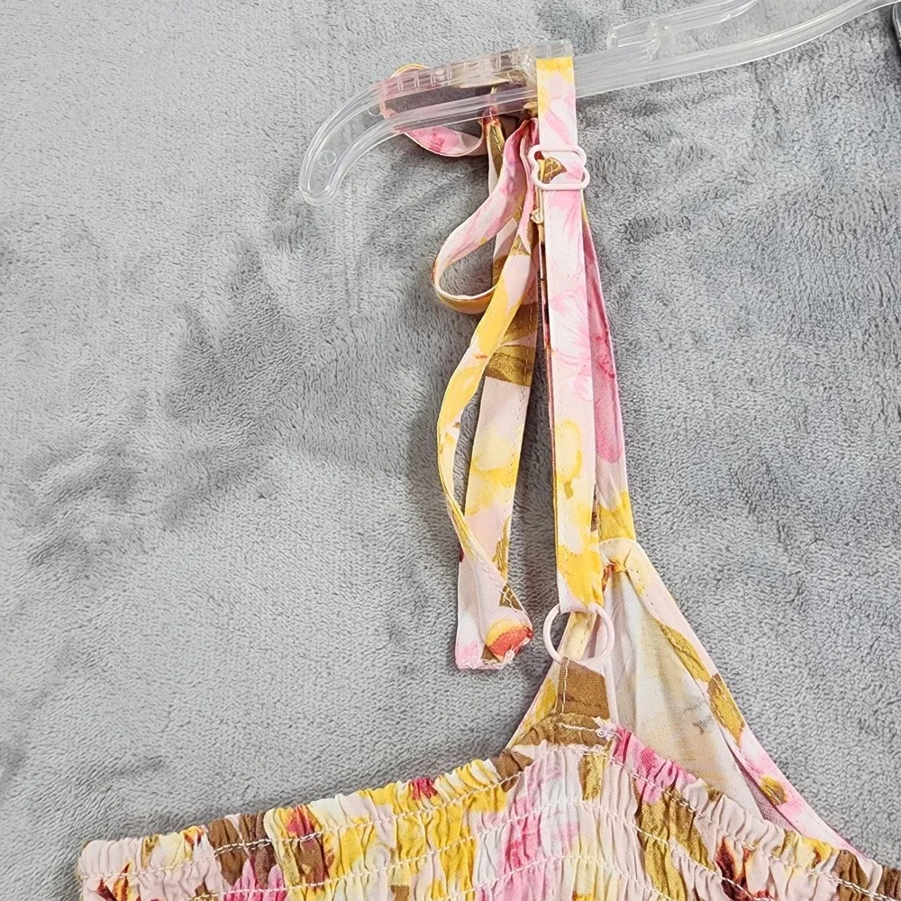 AUW Dress Women 3X Multicolor Floral Tie Shoulder Smocked Ruffle Tiered Sundress